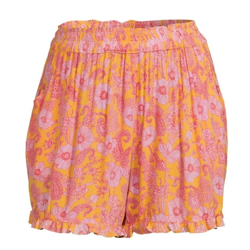 ROMANTIC GYPSY Plus Flutter Trim Smocked Shorts in Marigold Size 2X NEW - Picture 3 of 14